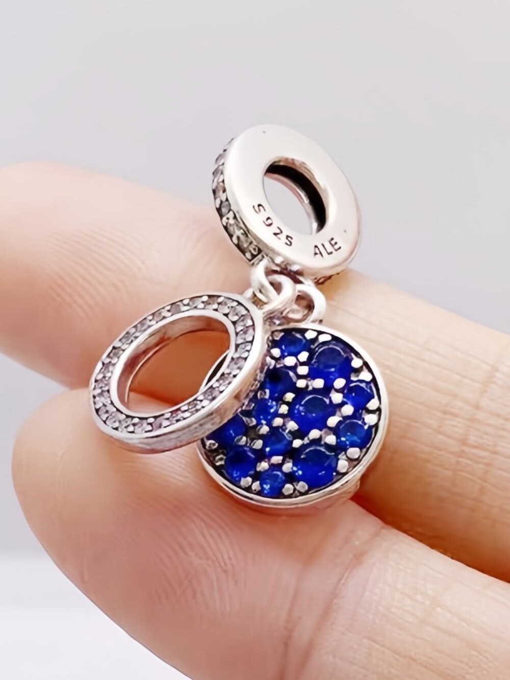 Pandora Sparkling Blue Disc Double Dangle Charm